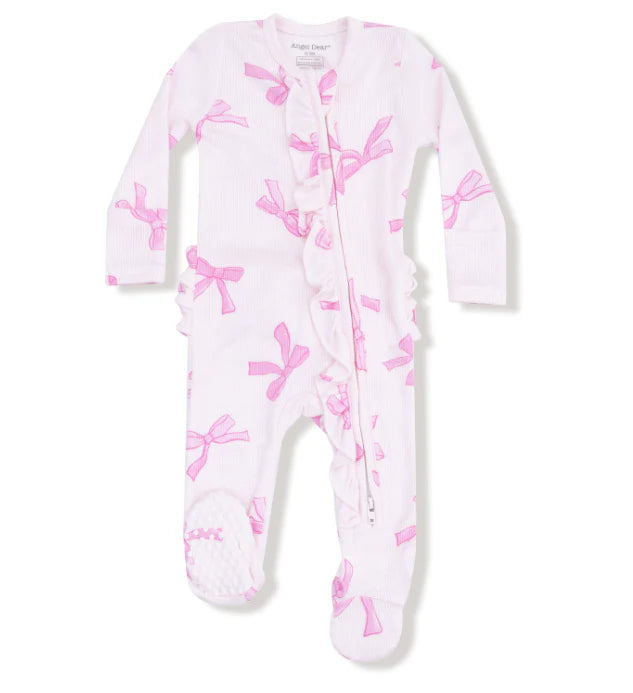 Pretty Bows - 2 Way Ruffle Zipper Footie