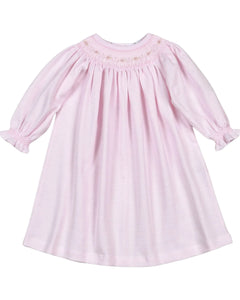 Hand Smocked Sally Pink Stripes Pima Bishop Dress