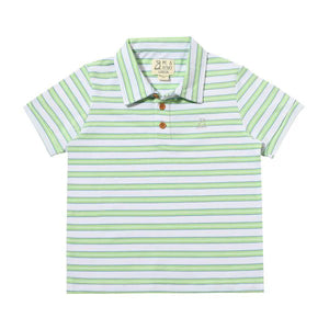 Lime/White/Blue Stripe Pique Shipping Polo