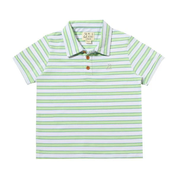 Lime/White/Blue Stripe Pique Shipping Polo