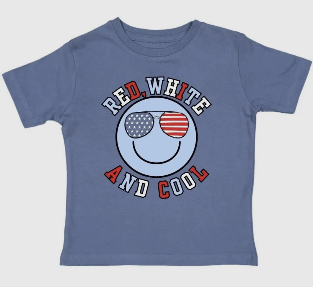 Red, White & Blue Cool Patriotic Smiley Shirt