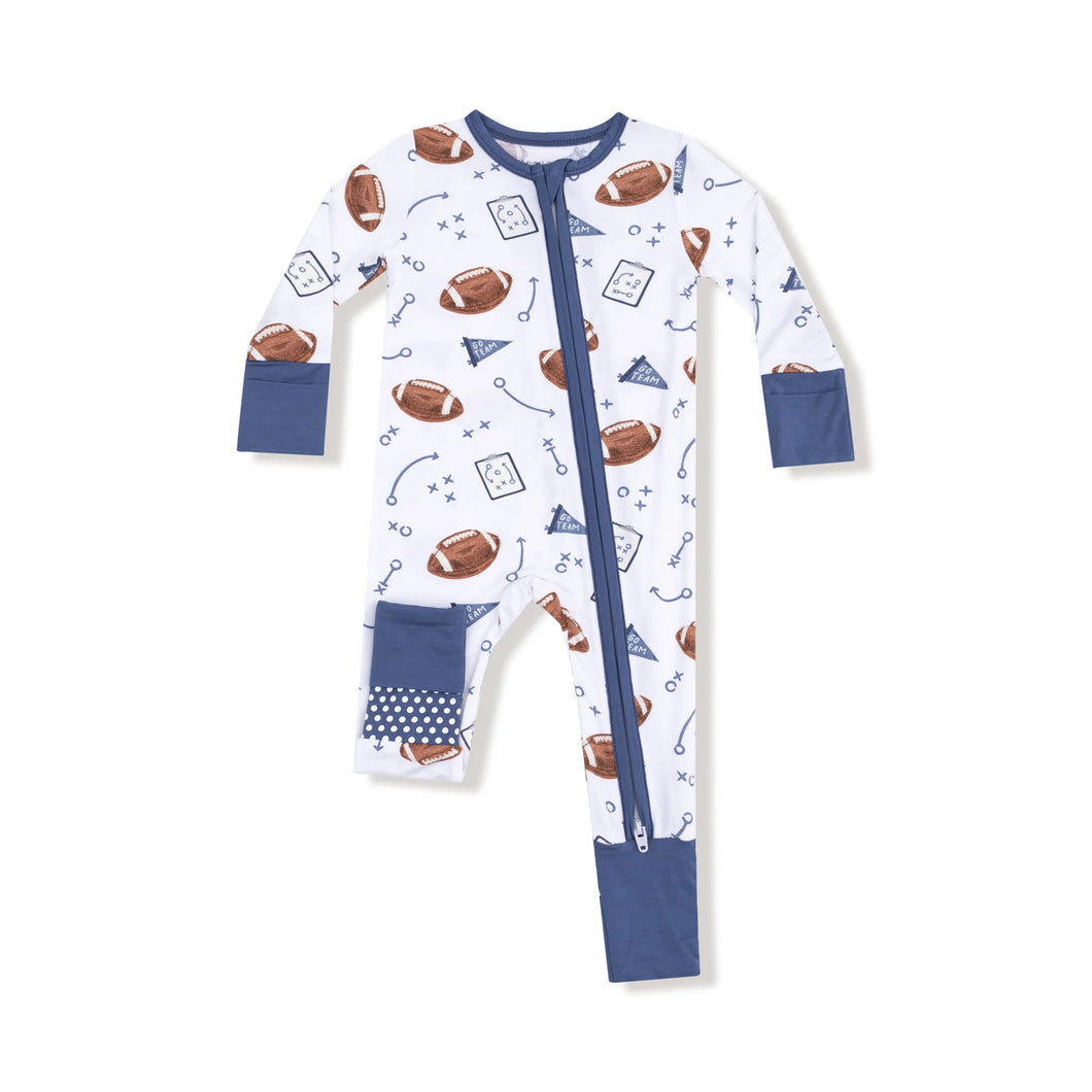 Touchdown Time - Navy - 2 Way Zipper Romper