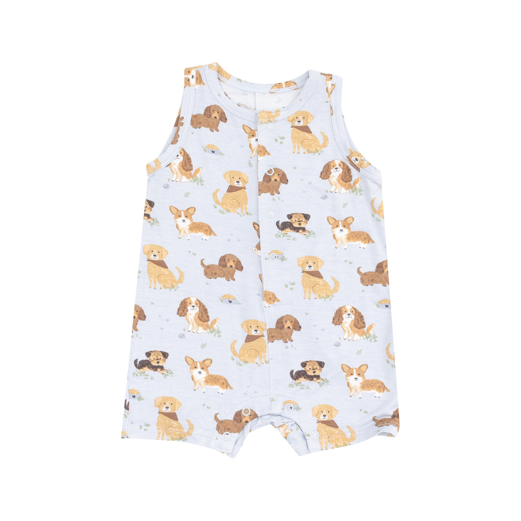 Best Friend Dogs - Blue Sleeveless Shortie Romper