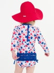 Load image into Gallery viewer, Shimmer Star-Spangled Long Sleeve One Piece Rash Guard
