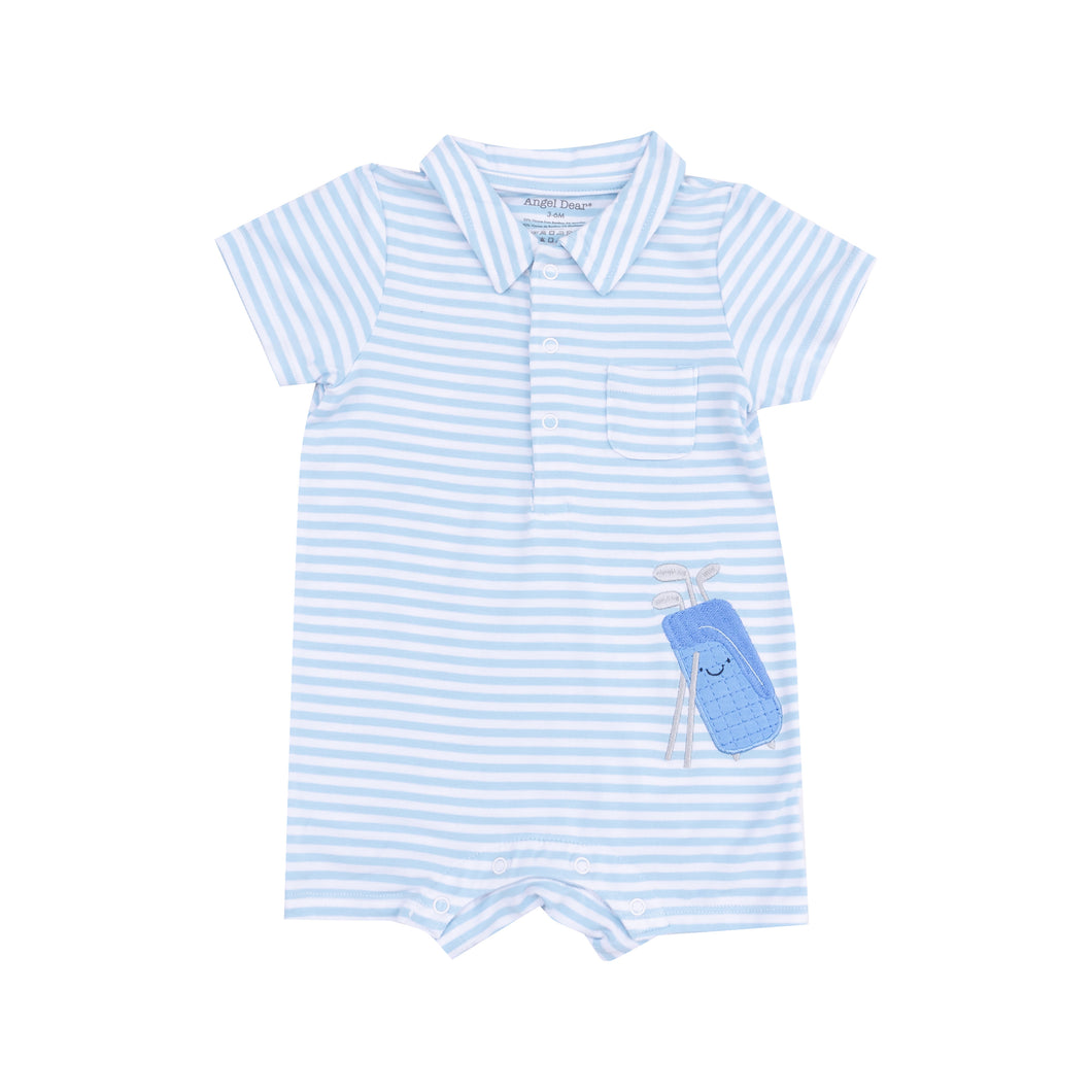 Golf Blue Stripe Applique Polo Shortie with Applique
