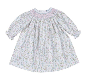 Vivian Floral Pima Hand Smocked Bishop Dress