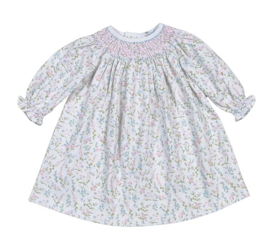 Vivian Floral Pima Hand Smocked Bishop Dress
