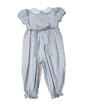 Load image into Gallery viewer, Wilton Plaid Rosebud Smocked Romper
