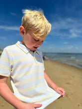 Load image into Gallery viewer, Polreath Grey/Cream Thick Stripe Polo
