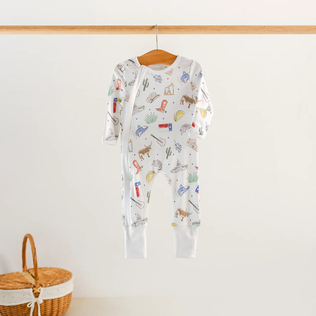 2 Way Zip Texas Kids Organic Cotton Pajama Set