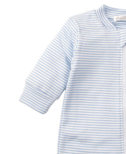 Load image into Gallery viewer, Blue Simple Stripes Pajama Zip Footie
