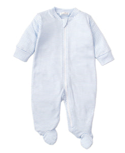 Blue Simple Stripes Pajama Zip Footie
